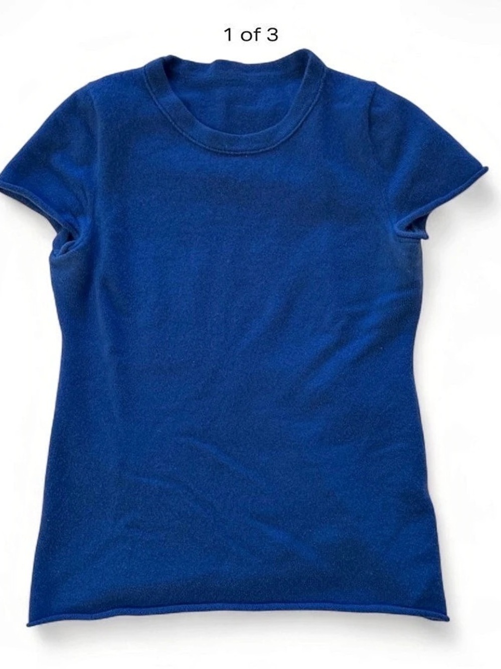 Blue Soft Cashmere Short Sleeve Top Like New